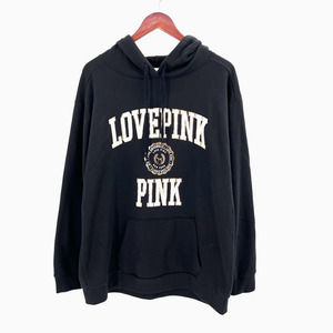 PINK Victorias Secret LOVE PINK Black Hoodie Sweatshirt